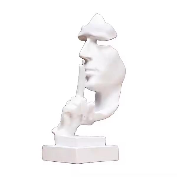 沉默是金抽象雕像树脂工艺品摆件客厅办公室桌面饰品创意礼品 白色-5