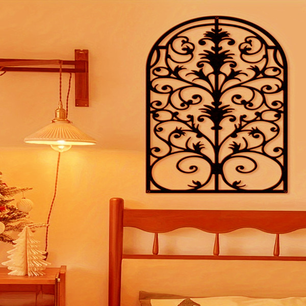 精美的金属窗框和拱门墙装饰-乡村巴洛克风格与哥特式大教堂美学的客厅，变型的墙壁雕塑和装饰艺术（TikTok、temu下自提）-1