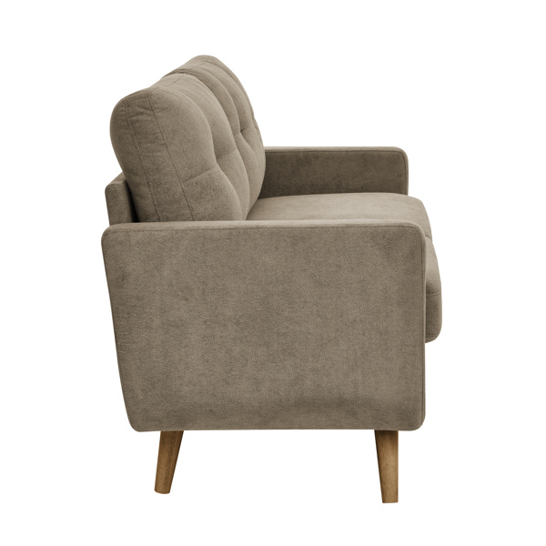 67.7英寸宽中世纪现代风格软垫簇绒双人沙发，带木质腿-2