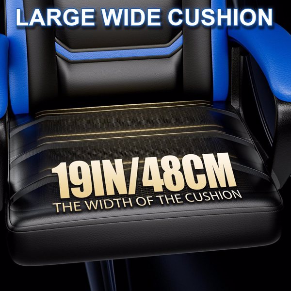 人体工学游戏椅，高度可调电脑椅，带脚轮的真皮电脑椅，成人和青少年用-5