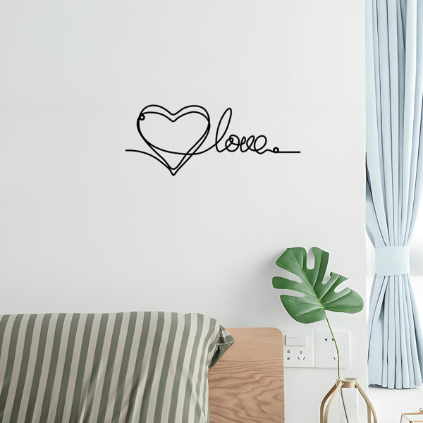 时尚的金属心爱墙装饰拥有极简主义的线条艺术-一个迷人的悬挂装饰，当代墙壁艺术为家庭（TikTok、temu下自提）-6