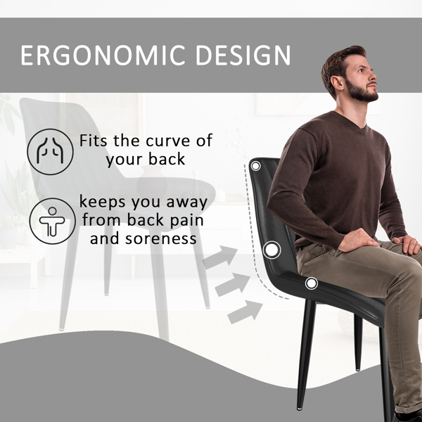 餐椅，现代厨房椅，北欧仿皮高背椅，适用于客厅厨房-6