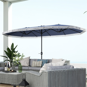 Outdoor Umbrella-Blue White ( Amazon Shipping)（Prohibited by WalMart）