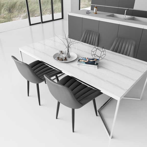 餐椅，现代厨房椅，北欧仿皮高背椅，适用于客厅厨房-8