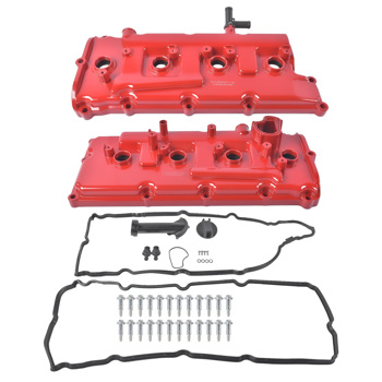 Pair of Left and Right Engine Valve Cover w/ Gasket for Infiniti FX45 M45 Q45 2002-2010 13264AR010 Red 2Pcs