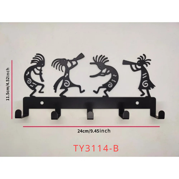 顶部缺口壁挂式衣架。复古黑色金属钥匙扣挂钩大衣，帽子和衣服是一个优质时尚的壁挂为您的家（TikTok、temu下自提）-2