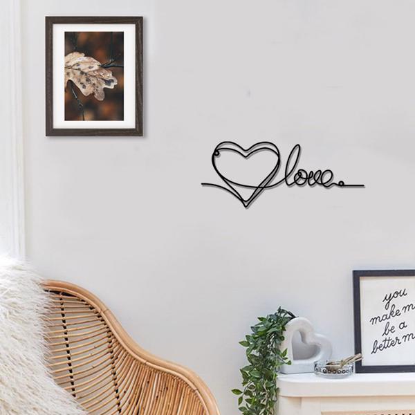 时尚的金属心爱墙装饰拥有极简主义的线条艺术-一个迷人的悬挂装饰，当代墙壁艺术为家庭（TikTok、temu下自提）-18