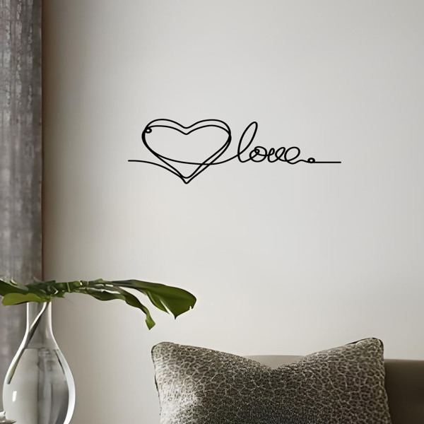 时尚的金属心爱墙装饰拥有极简主义的线条艺术-一个迷人的悬挂装饰，当代墙壁艺术为家庭（TikTok、temu下自提）-37