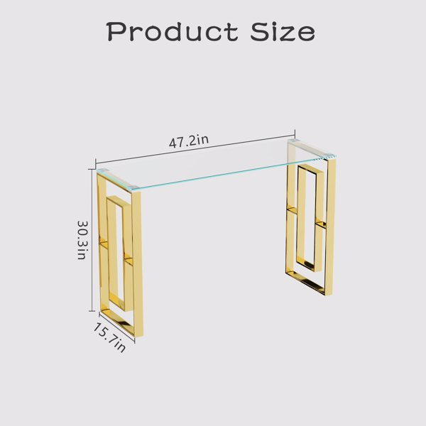 金色透明玄关桌控制台桌不锈钢玻璃餐边桌-3