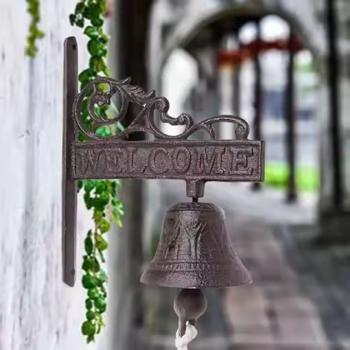 Cast Iron Door Bell, Vintage Wall Bell Made of Cast Iron Rustic Wall Mounted <b style=\\'color:red\\'>Hand</b> Bell Door Bell