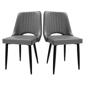 Dining Chairs with Cut-Out Backrest, Modern Kitchen Chair, Scandinavian Faux Leather Chair with High Back for Living Room Kitchen