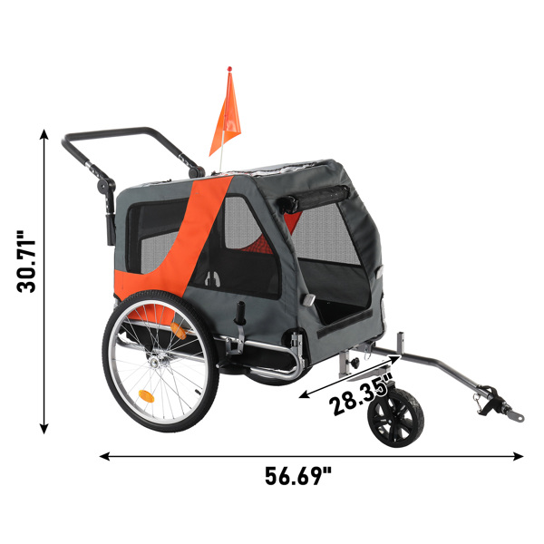 Q195钢管 144*72*78cm 自行车拖车架 灰橙 75kg 宠物拖车 带扶手-10