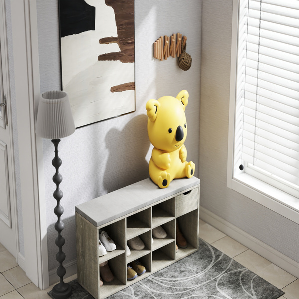 储物凳、换鞋凳、带软垫、抽屉和开放式隔间的玄关凳、带储物功能的长凳、三层鞋架长凳-3