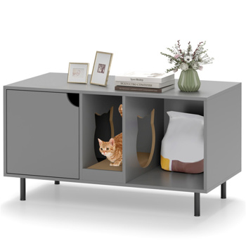 Gray Cat Litter Box Enclosure 