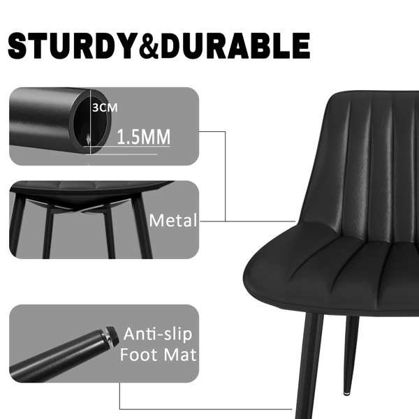 餐椅，现代厨房椅，北欧仿皮高背椅，适用于客厅厨房-5