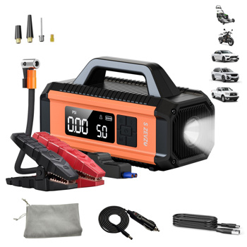 （Amazon prohibits sales, no orders will be processed over the weekend.）3500A Car Jump Starter Booster Jumper Box Power Bank Battery Charger with 150PSI Air Compressor, 10000mAh Portable Jump Starter
