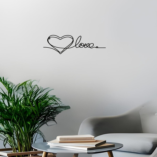 时尚的金属心爱墙装饰拥有极简主义的线条艺术-一个迷人的悬挂装饰，当代墙壁艺术为家庭（TikTok、temu下自提）-39