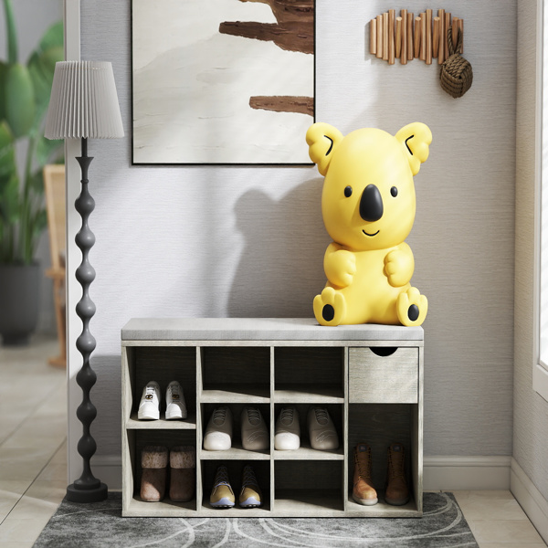 储物凳、换鞋凳、带软垫、抽屉和开放式隔间的玄关凳、带储物功能的长凳、三层鞋架长凳-4