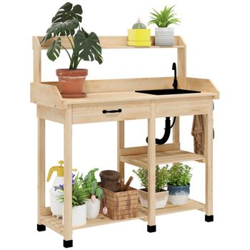  Garden Work Bench、Open Shelf Storage