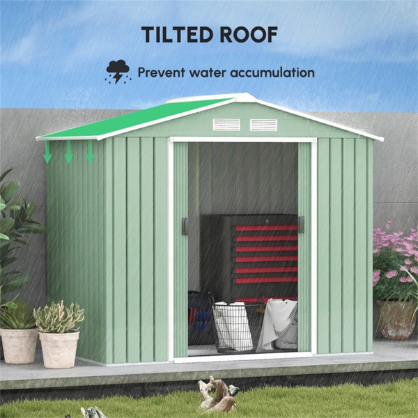 钢制仓库花园工具房7'x 4'白色-AS （ Amazon Shipping）（WalMart禁售）（周末不发货）-4