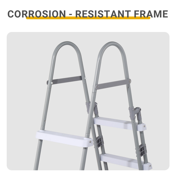 4阶 52in 泳池扶梯 铁 灰色框架+白色踏板 安全梯-5