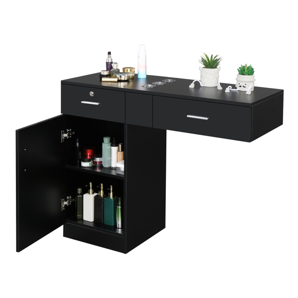 15厘E0刨花板麻面 2抽1锁1门3风筒 沙龙柜 N101 黑色【同款编码 63082170】-2