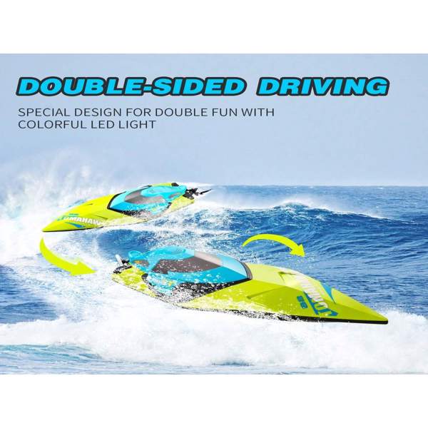 S2高速RC船与LED灯和2电池，30+英里/小时遥控船的游泳池和湖泊，2电池玩具礼物的男孩女孩。物流由DPD/EVRI/皇家邮政随机发送。-4