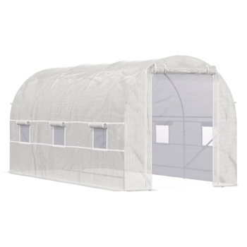 Outdoor Walk-In Tunnel Greenhouse Hot House with Roll-up Windows, Zippered Door, PE Cover 11.5\\' x 9.8\\' x 6.5\\' AS ( Amazon Shipping)（Prohibited by WalMart）
