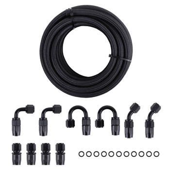 6AN 20FT Fuel Line Hose Kit Nylon Stainless Steel Braided Oil Hose Fittings AN6