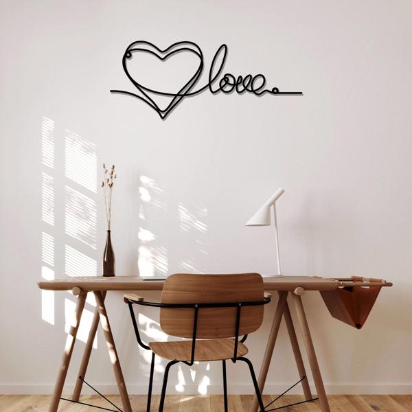 时尚的金属心爱墙装饰拥有极简主义的线条艺术-一个迷人的悬挂装饰，当代墙壁艺术为家庭（TikTok、temu下自提）-20