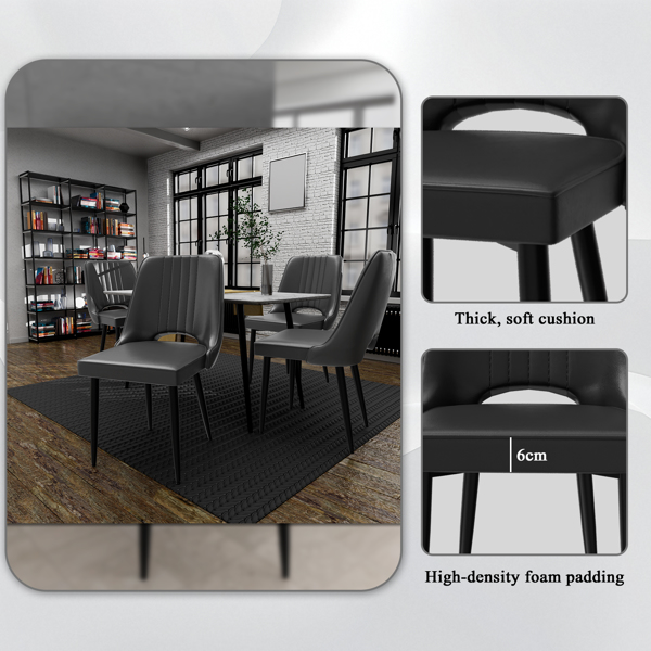 镂空靠背餐椅，现代厨房椅，北欧仿皮高背椅，客厅厨房用椅-5