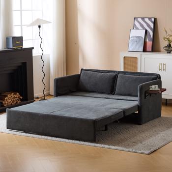 Adult Sleeper Chair Bed, 3-in-1 Convertible Sofa Chair Bed Pull-out Sofa Bed, Convenient Folding Tray Table with USB and Type-C Charging Ports Modern Loveseat for Living Room,DARK-GREY,Fabric