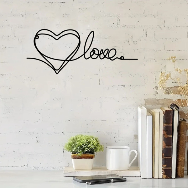 时尚的金属心爱墙装饰拥有极简主义的线条艺术-一个迷人的悬挂装饰，当代墙壁艺术为家庭（TikTok、temu下自提）-24