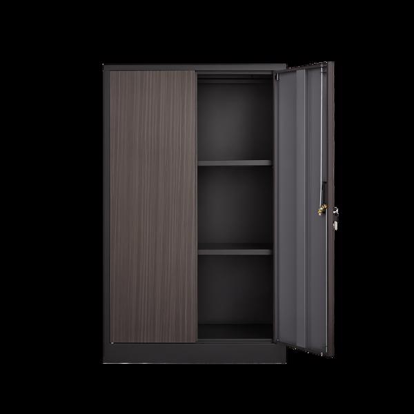 带锁门和可调节搁板的金属储物柜，折叠文件储物柜，适用于家庭办公室、学校、车库的折叠储物柜，黑色-11