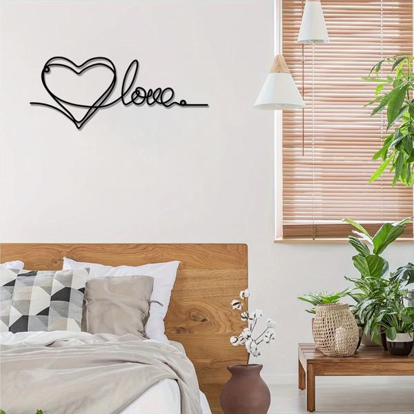 时尚的金属心爱墙装饰拥有极简主义的线条艺术-一个迷人的悬挂装饰，当代墙壁艺术为家庭（TikTok、temu下自提）-27