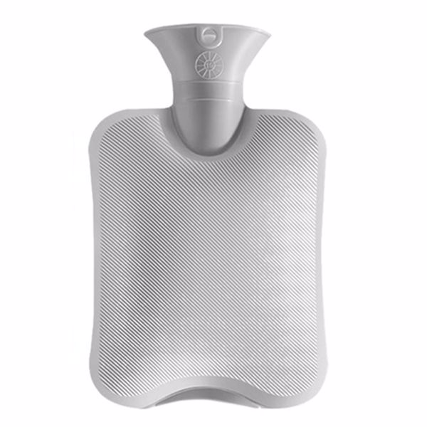 热水袋 加热神器注水PVC热水袋 毛绒暖手袋 背部颈部肩部暖宝宝 双插手灰色菱格布套+热水袋【2000ML】-4