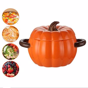 Kürbis-Suppenschüssel, Keramik-Kürbis-Topf, mikrowellen- und spülmaschinenfest, Kürbis-Auflaufform mit Deckel, Dutch Oven Topf, Suppentopf, Kochgeschirr für Zuhause, Erntedankfest,