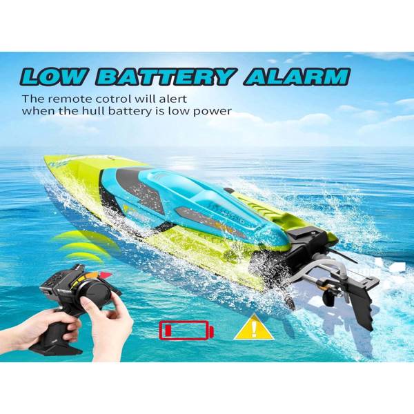 S2高速RC船与LED灯和2电池，30+英里/小时遥控船的游泳池和湖泊，2电池玩具礼物的男孩女孩。物流由DPD/EVRI/皇家邮政随机发送。-5