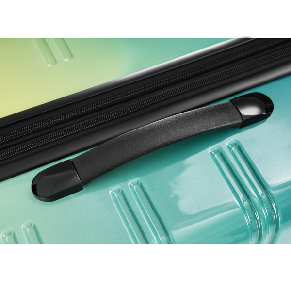 硬壳行李箱套装 3 件套渐变色可扩展行李箱带万向轮和 TSA 锁轻便 20 英寸 24 英寸 28 英寸可选，绿色+黄色-17