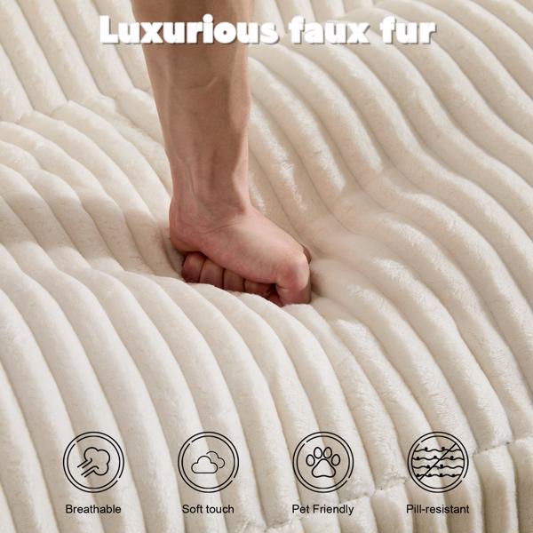 室内双人躺椅、超大软垫睡云沙发、深座豪华沙发床、分段沙发椅、客厅用灯芯绒阅读椅、无需组装、白色-5