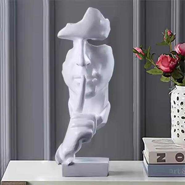 沉默是金抽象雕像树脂工艺品摆件客厅办公室桌面饰品创意礼品 白色-4