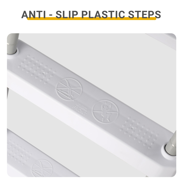 4阶 52in 泳池扶梯 铁 灰色框架+白色踏板 安全梯-6