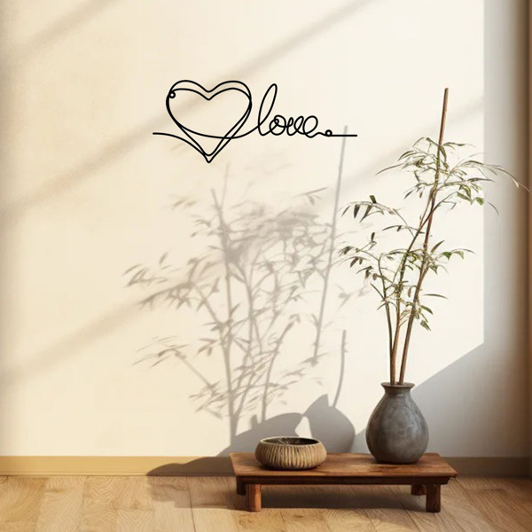 时尚的金属心爱墙装饰拥有极简主义的线条艺术-一个迷人的悬挂装饰，当代墙壁艺术为家庭（TikTok、temu下自提）-35