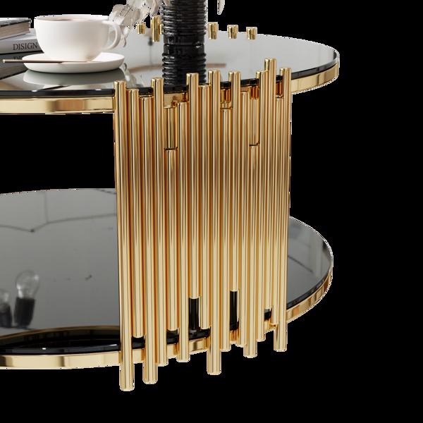 现代简约轻奢风格不锈钢圆形咖啡桌，黑色钢化玻璃台面，客厅咖啡桌-9