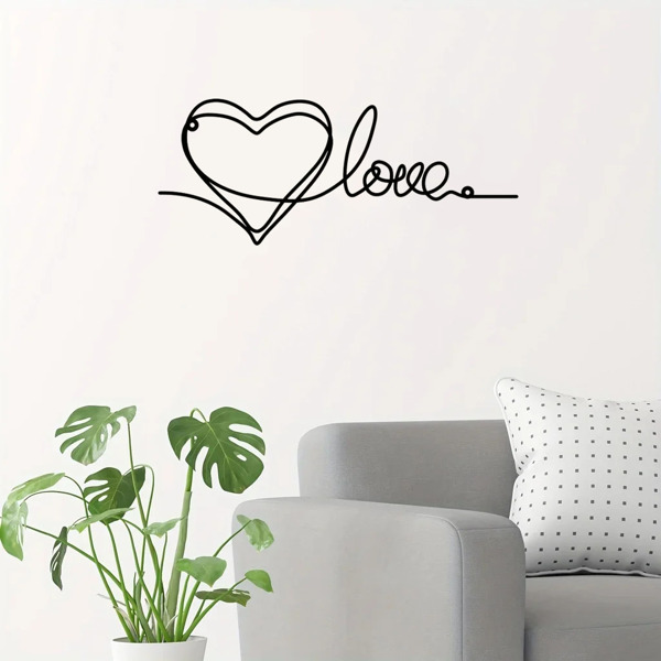 时尚的金属心爱墙装饰拥有极简主义的线条艺术-一个迷人的悬挂装饰，当代墙壁艺术为家庭（TikTok、temu下自提）-26