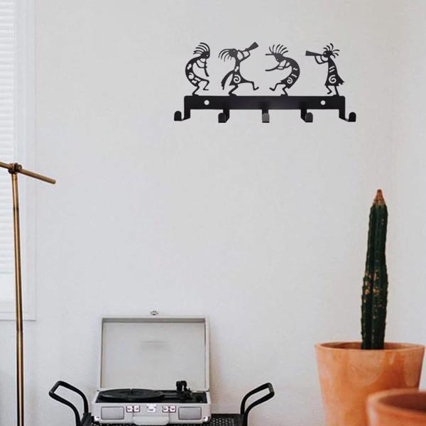 顶部缺口壁挂式衣架。复古黑色金属钥匙扣挂钩大衣，帽子和衣服是一个优质时尚的壁挂为您的家（TikTok、temu下自提）-5