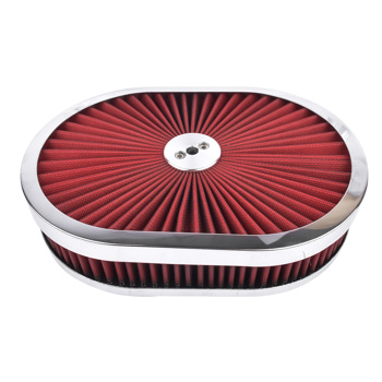 12″ x 2\\'\\' Oval Air Cleaner Super Flow Washable Element Red for Chevy Ford Classic 5-1/8 Carb Neck 4 Barrel