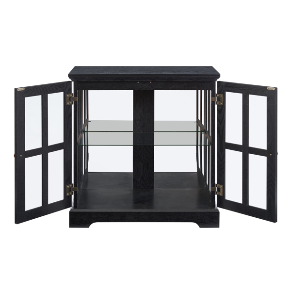 LED 古玩展示柜，带可调节搁板的古董展示柜，复古设计优质展示柜，带格子门，优雅书柜和储物柜，适用于家居装饰和组织 黑色-5