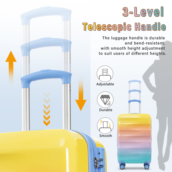 20英寸带杯架的随身行李箱 - 轻质亮面硬壳行李箱，带万向轮、TSA锁、航空认证，两件套-14