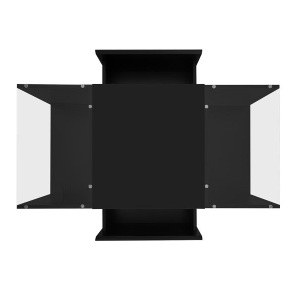 咖啡桌，现代风格中央桌，高光饰面，玻璃桌面，带开放式储物格和 2 个隐藏抽屉，适合客厅-15